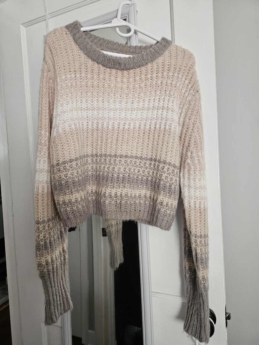 Mystree Ombre Crewneck Sweater in Blush, Cream & Gray